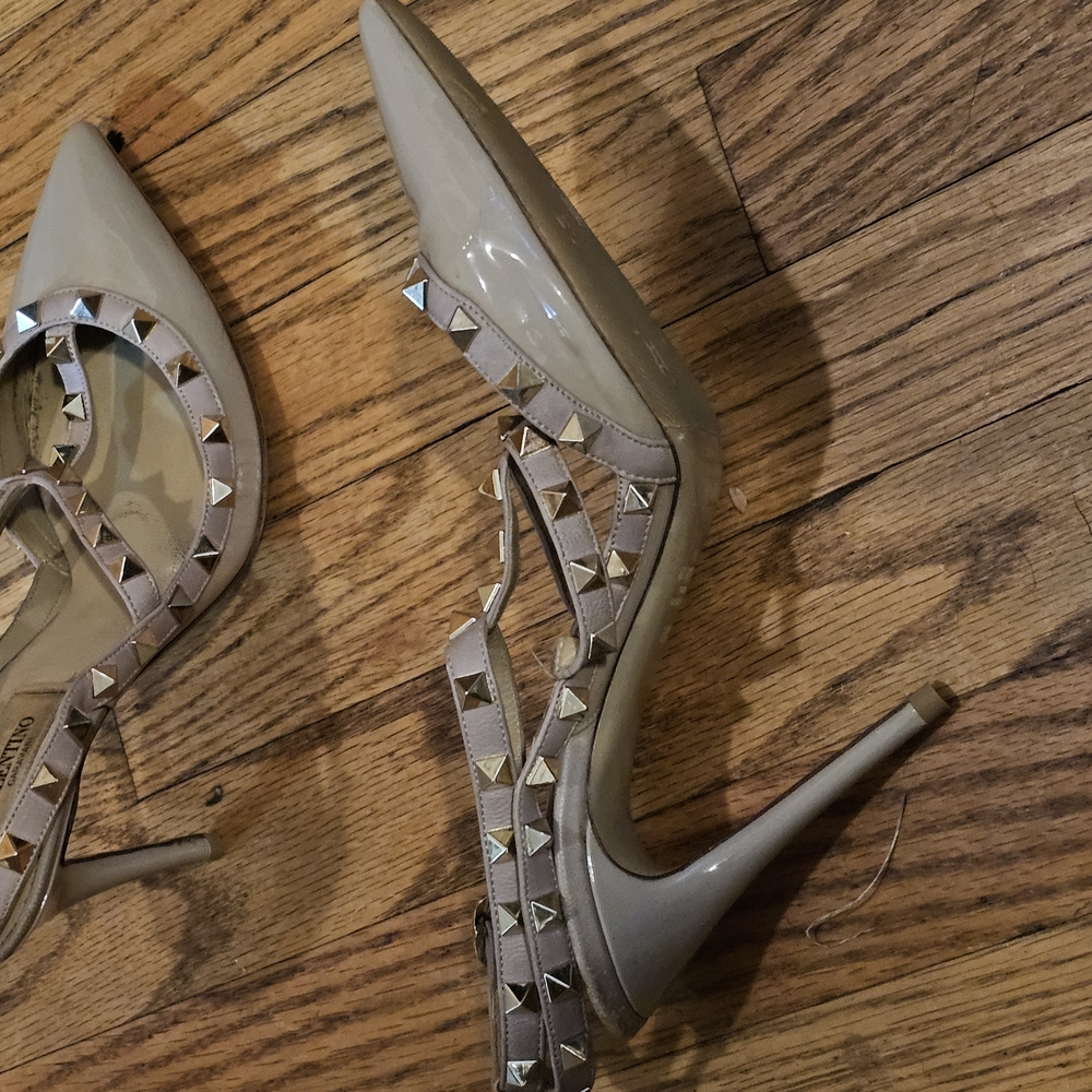 Valentino Tan Studded Stiletto Heels